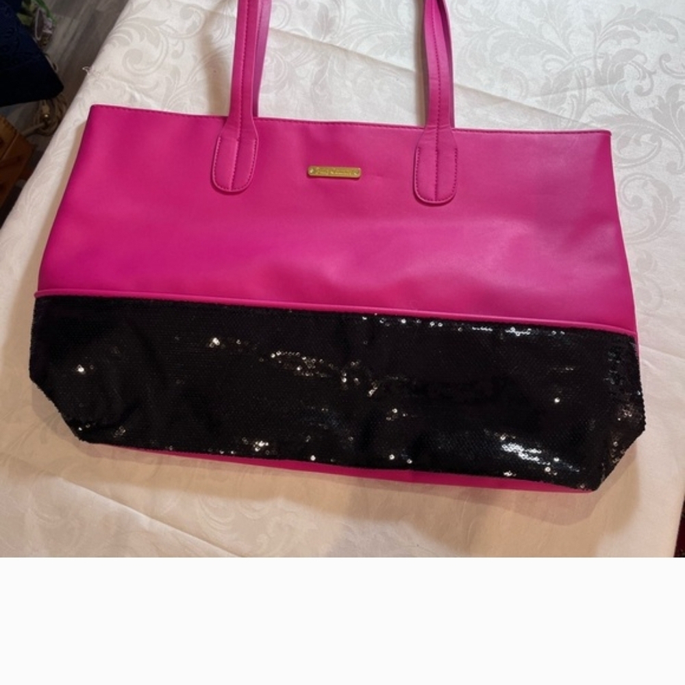 Juicy Couture Pink and Black Sequin Tote Bag